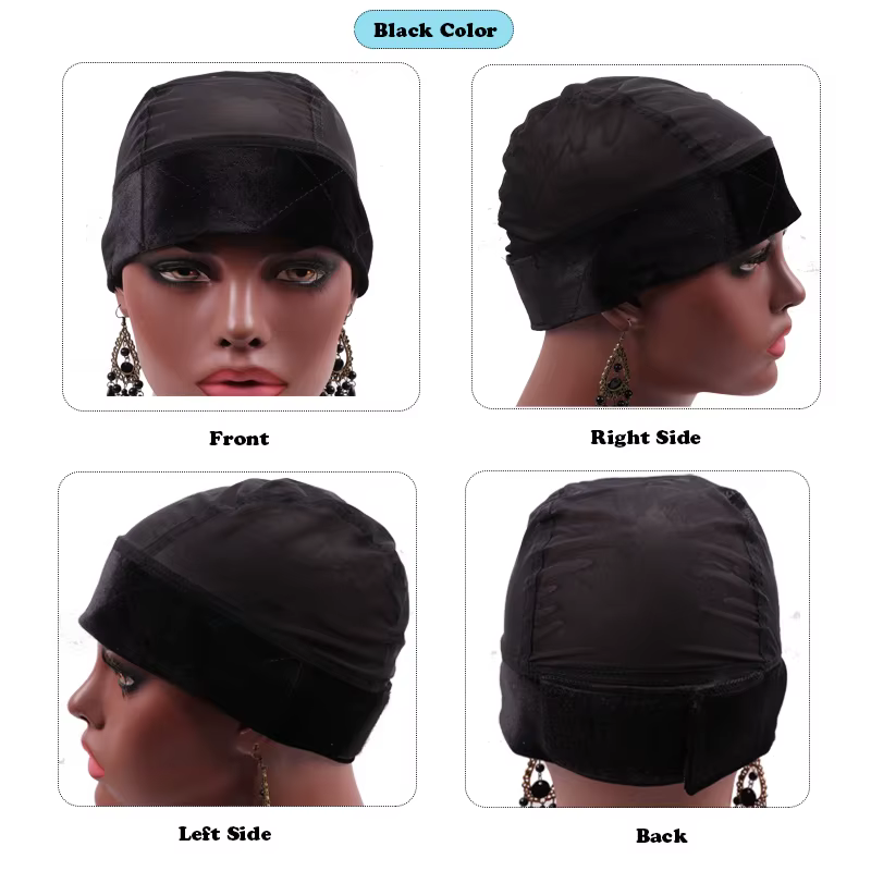 Bonnet de perruque en maille marron avec écharpe en velours