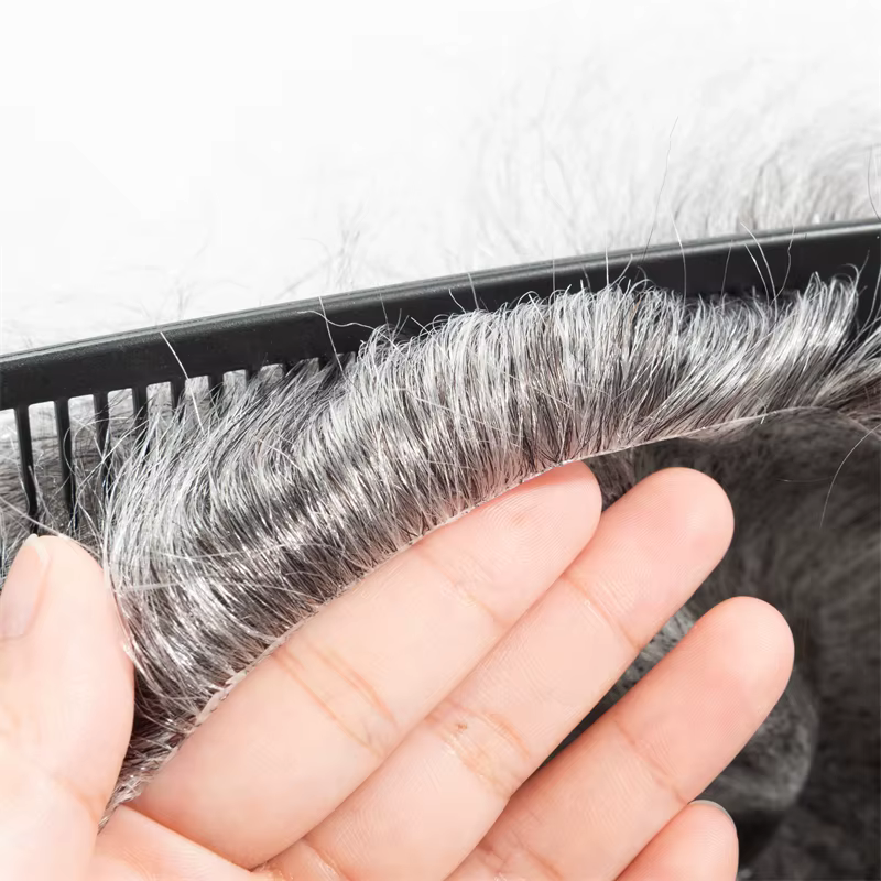 Toupet cheveux humains hommes 0.12-0.014mm peau avec noeuds