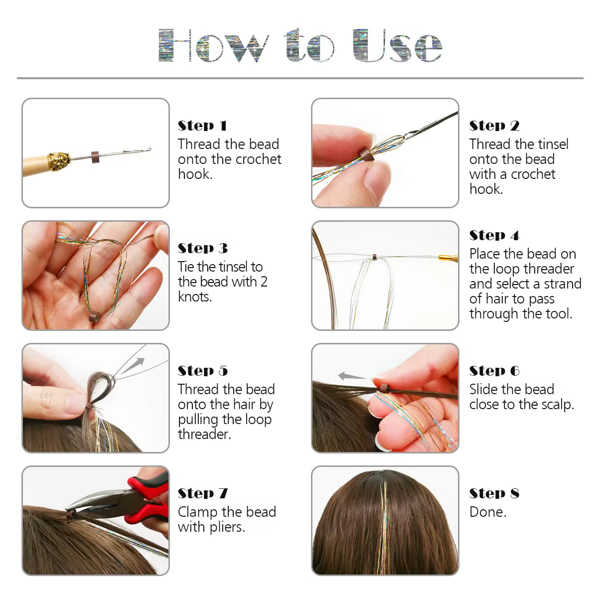 Kit de guirlandes de cheveux à paillettes