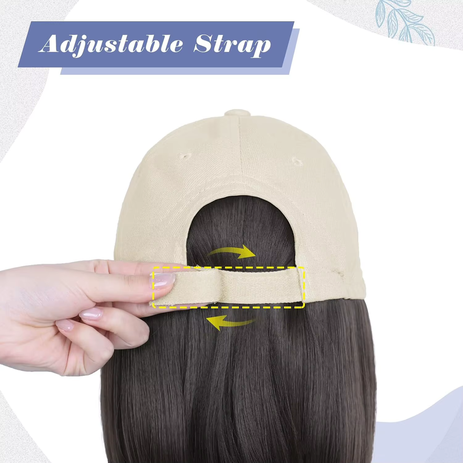Casquette de baseball avec extensions de cheveux pour femmes
