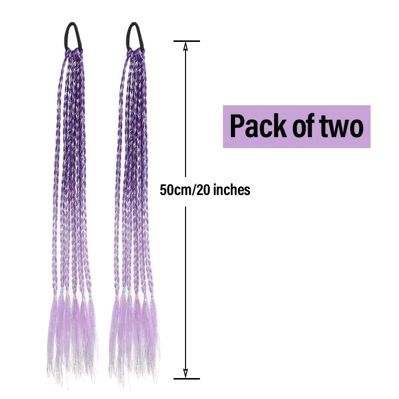 Lot de 2 extensions de cheveux en fibres synthétiques avec tresses torsadées ombrées à fil doré