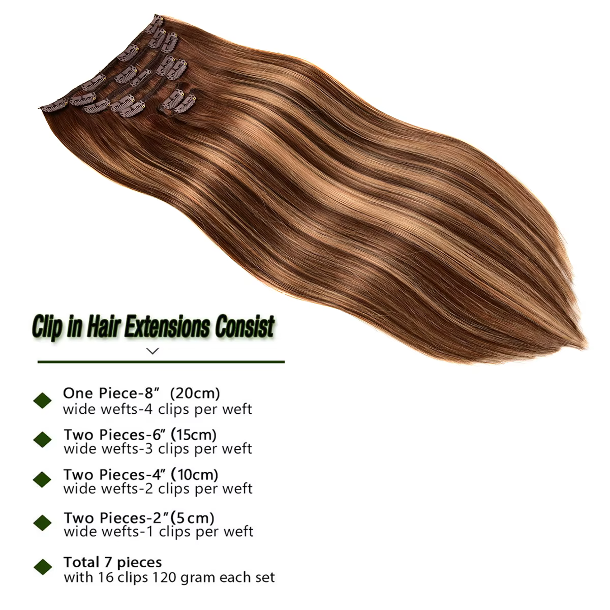 Extensions de cheveux humains à clips