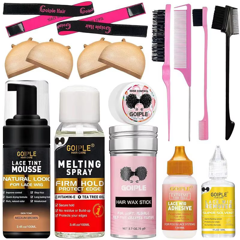 Mousse de teinte légère pour perruque, correspondance instantanée des couleurs, Spray fondant à forte tenue, colle longue durée, Kit d'installation de perruque, style de perruque