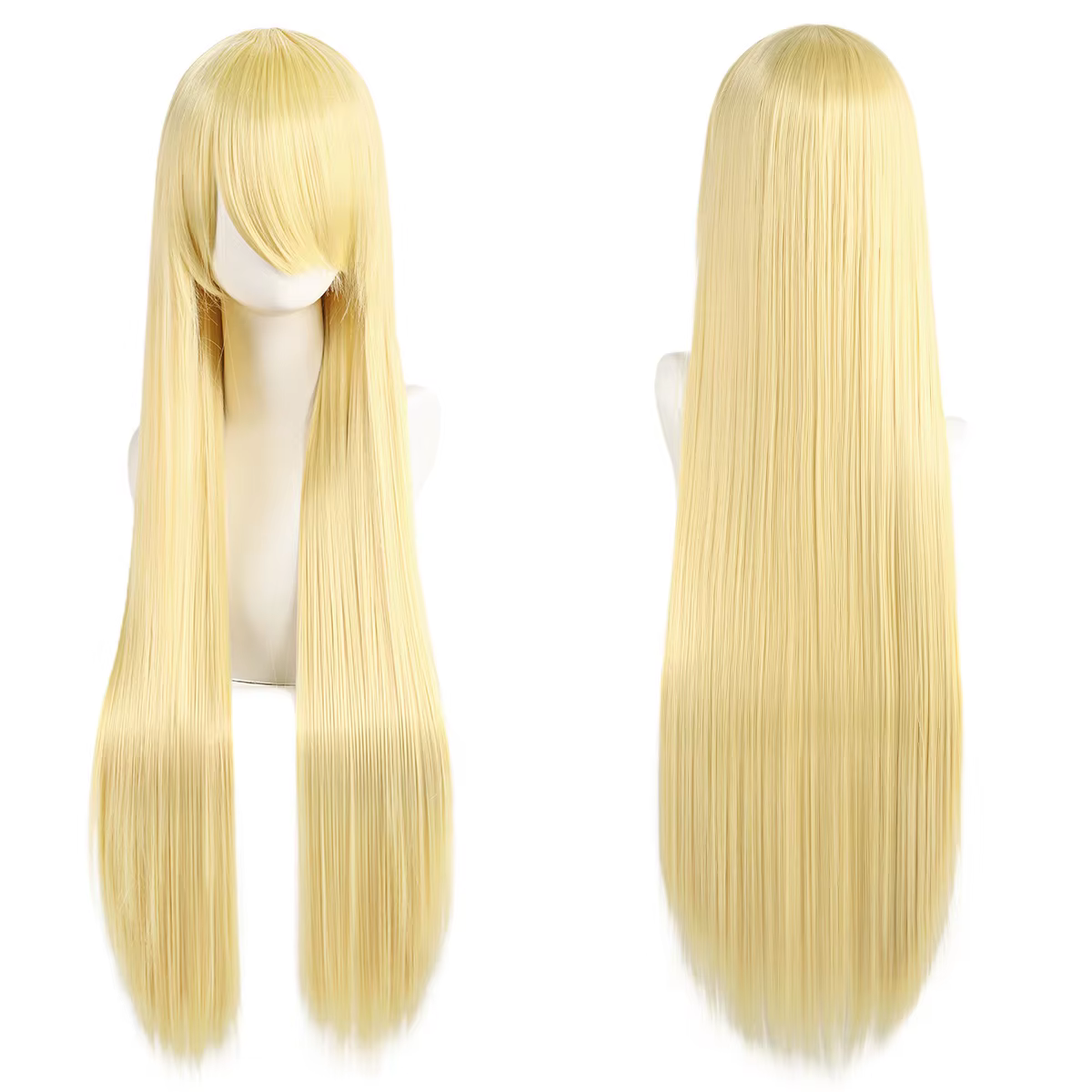 Perruques de Cosplay synthétiques blanches violettes de 80cm de Long