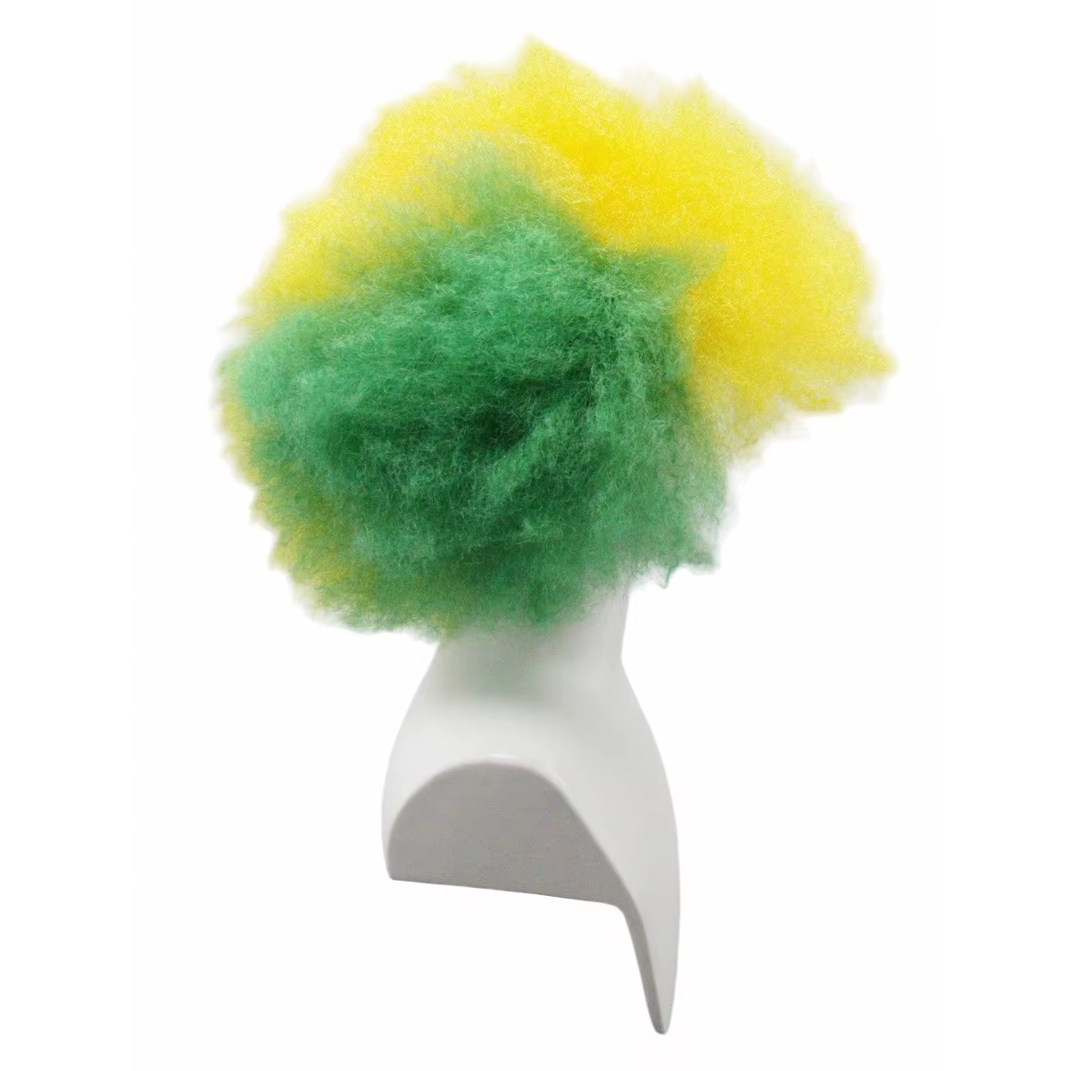 Perruque synthétique bouclée afro jaune-vert