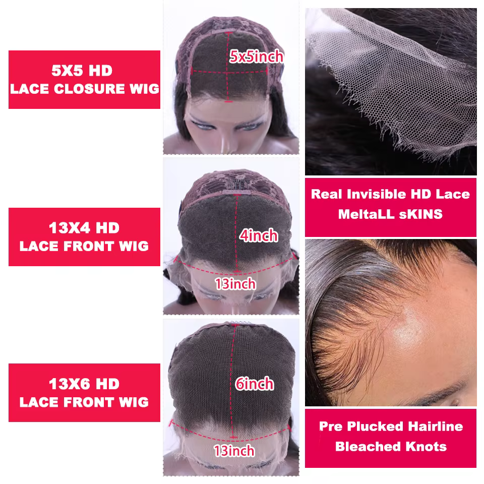 Queen Hair HD Bob Wig Bone Straight HD 4x4 5x5 6x6 Closure Wig HD 13x6 13x4 Full Frontal Bob Wig 100% Raw Human