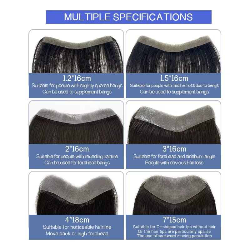15cm 100% cheveux humains toupet droit Style V ligne