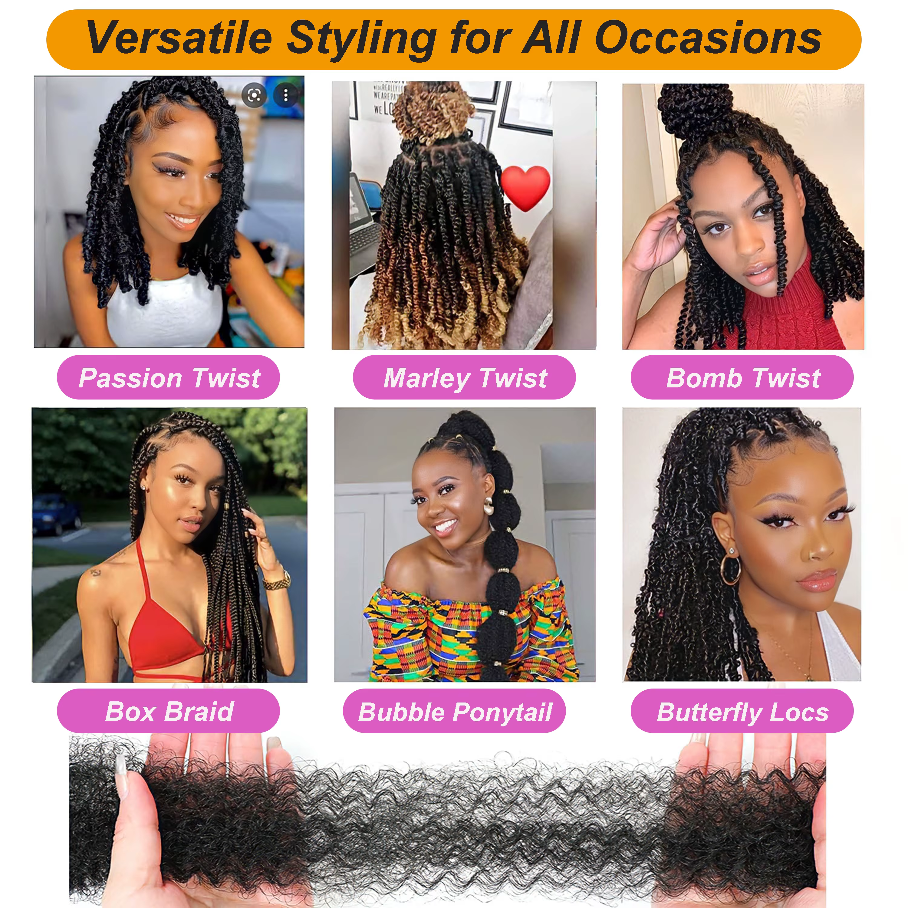 Extensions de cheveux synthétiques Marley de 18 pouces