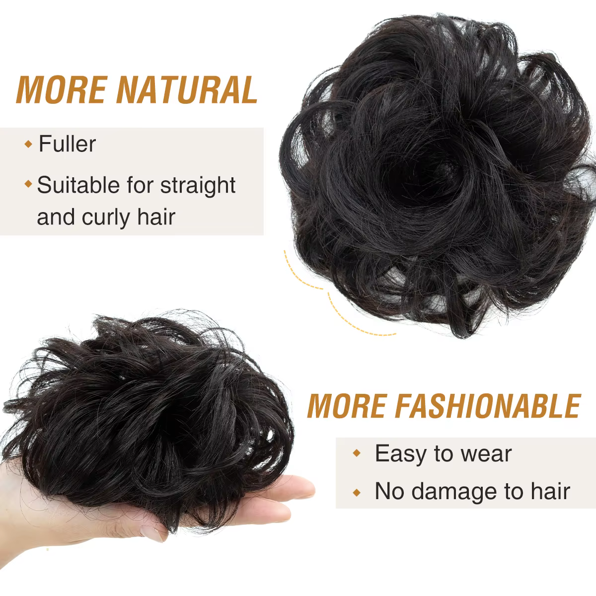 Nouveauté bouclés naturel cheveux humains Chignon