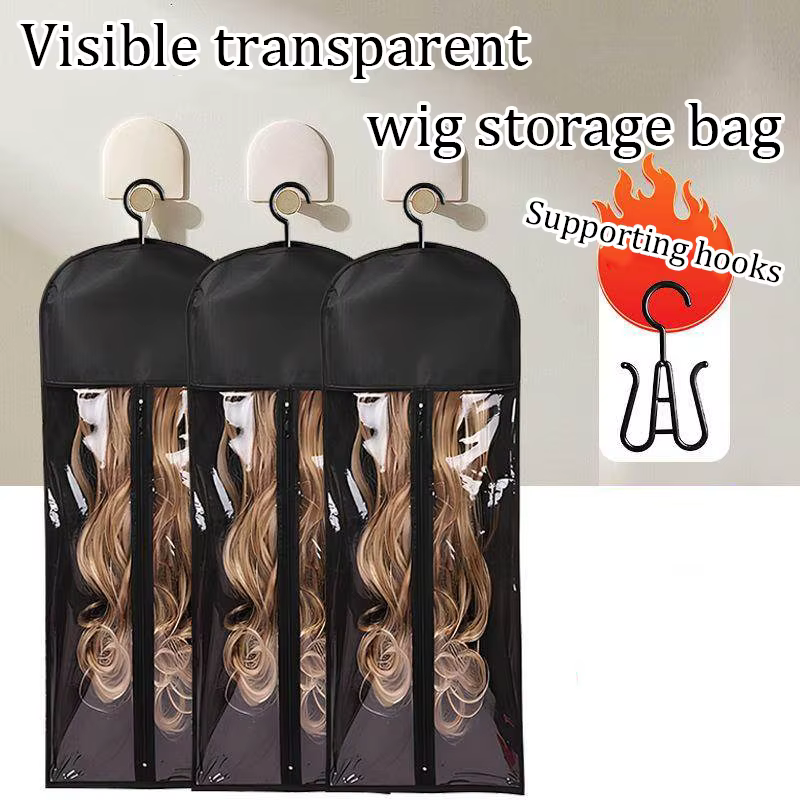 Sac de rangement anti-poussière pour perruques avec cintre inclus