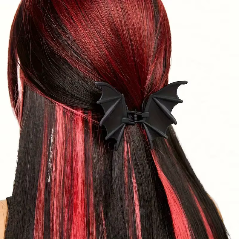 Pince à cheveux chauve-souris gothique Halloween noir mat