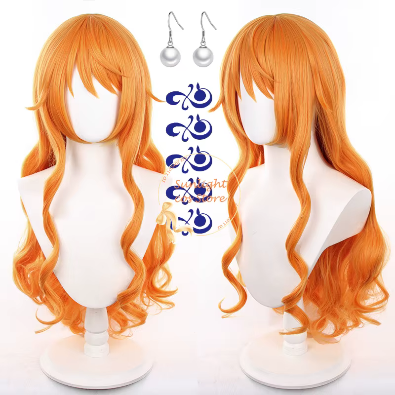 Perruque Nami Synthétique Bouclée Orange pour Femme