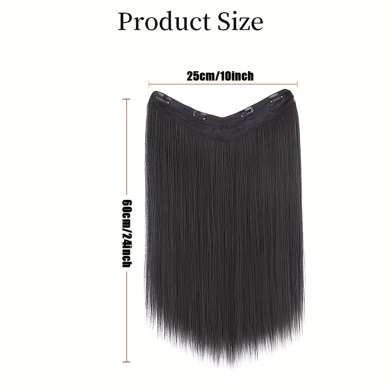 Extensions de cheveux synthétiques longues et lisses avec Clip en une seule pièce