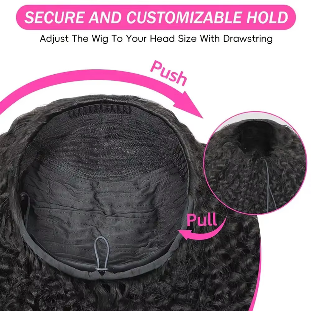 Demi-perruque cheveux humains vague profonde 3 en 1