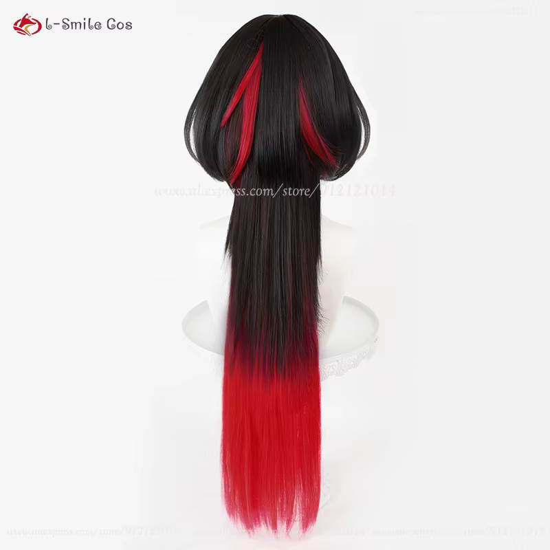 Jane Doe Cosplay perruque 70 cm noir rouge