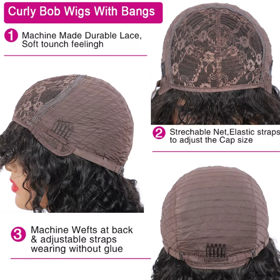Perruques Cheveux Humains Bouclés pour Femmes