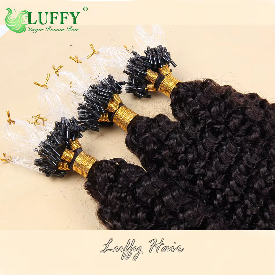 Extensions de cheveux humains bouclés crépus à micro-anneaux