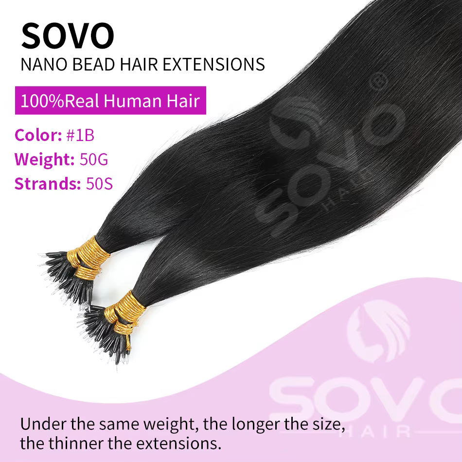 Extensions de cheveux naturels Nano Ring Remy lisses