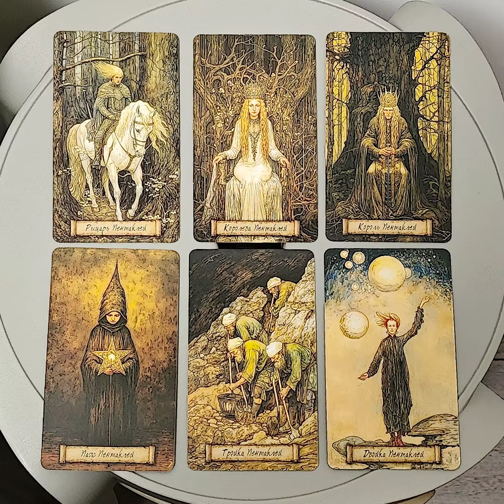 Jeu de Tarot Shadow Fates 10.3x6cm, 78 cartes sombres rentrées dans le folklore, le mythe et la sagesse de l'ombre-langue russe