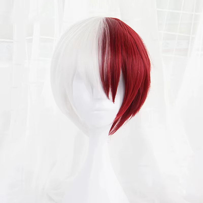 Haute qualité Boku no Hiro Akademia Shoto Todoroki Shouto Cosplay perruque argent blanc rouge Anime perruques +