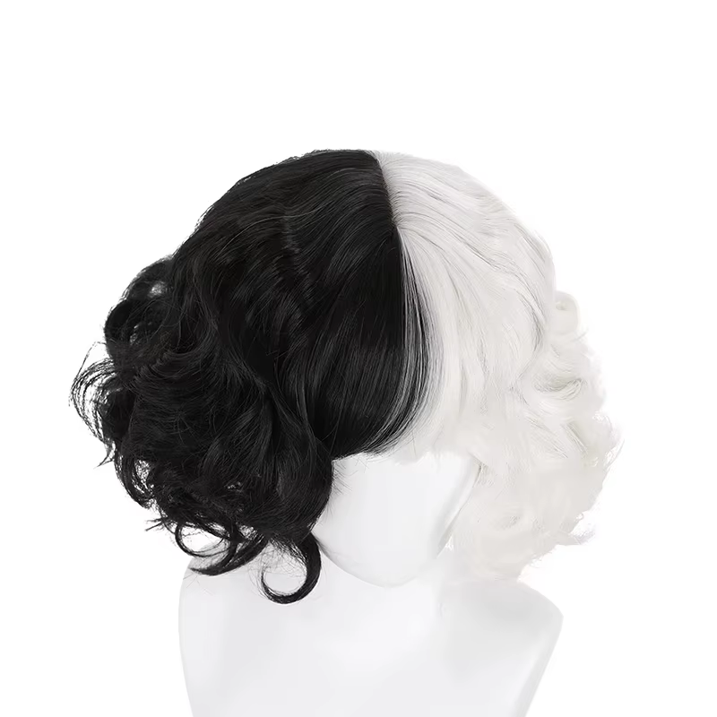 HAIRChain Y-Perruque Synthétique Courbure Noire et Blanche pour Femme