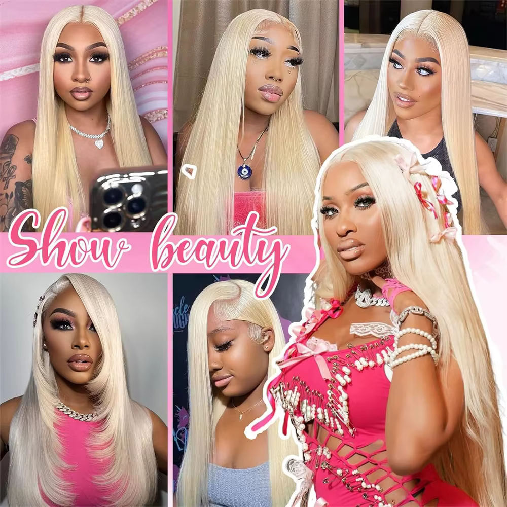 Extensions de cheveux humains vierges brésiliens blonds lisses non traités 12A 613