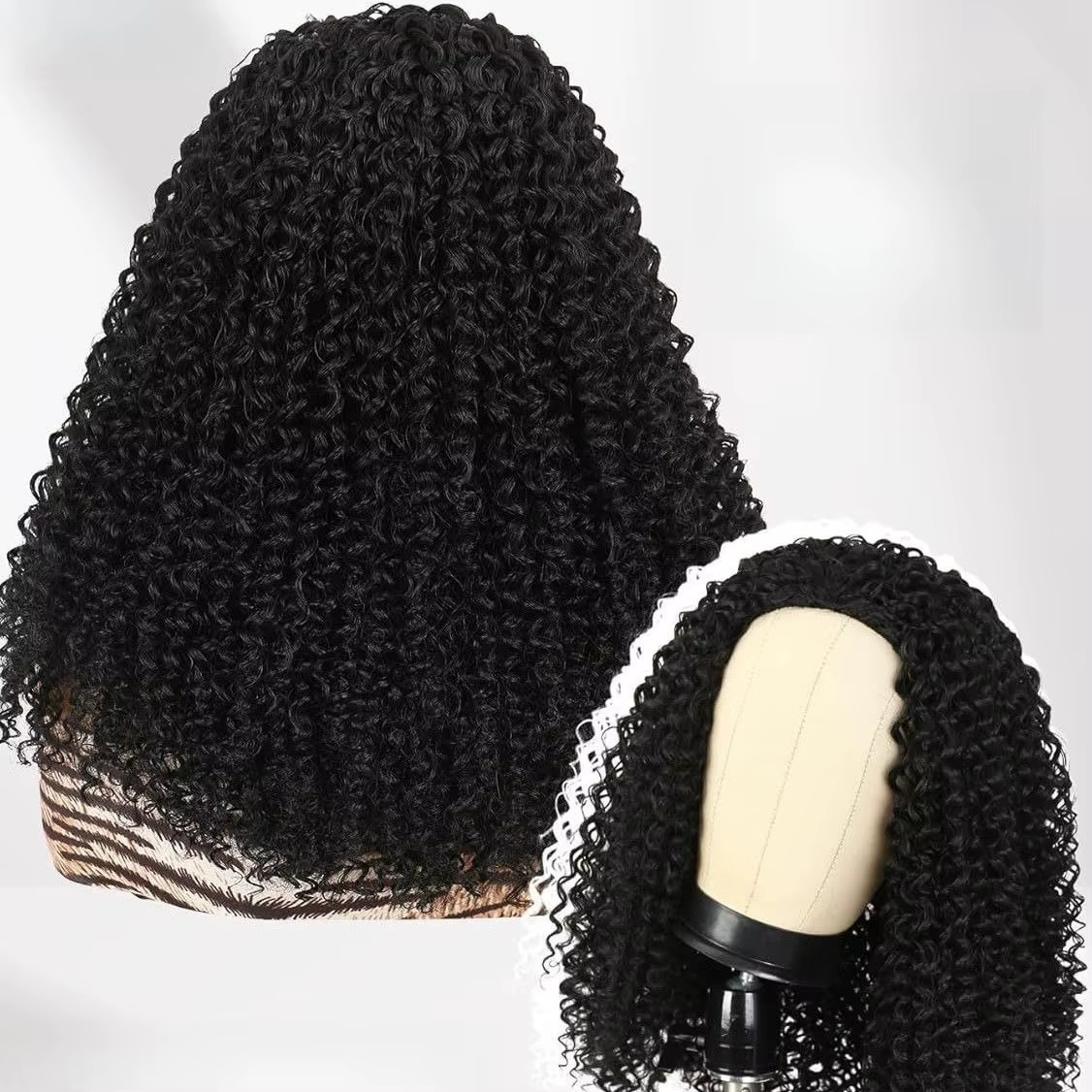 Demi-perruques synthétiques afro bouclées avec bandeau