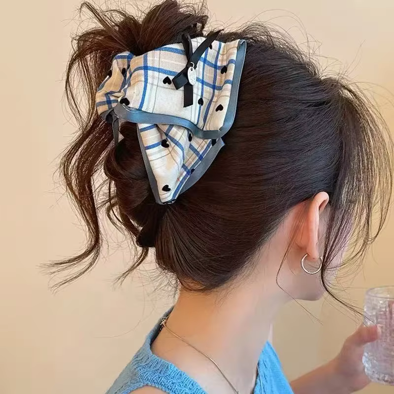 Pince à cheveux nœud écossais pour femme