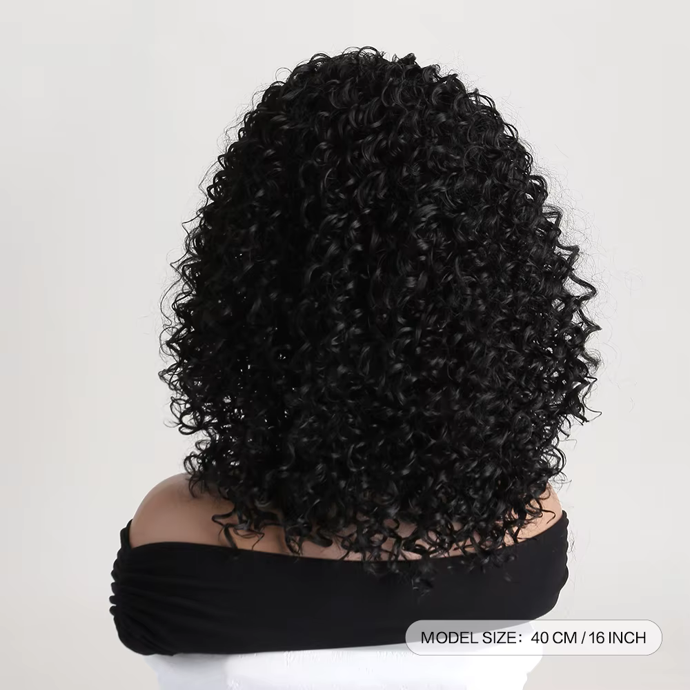 Perruques Synthétiques Naturelles Crépues et Bouclées pour Femmes Noires