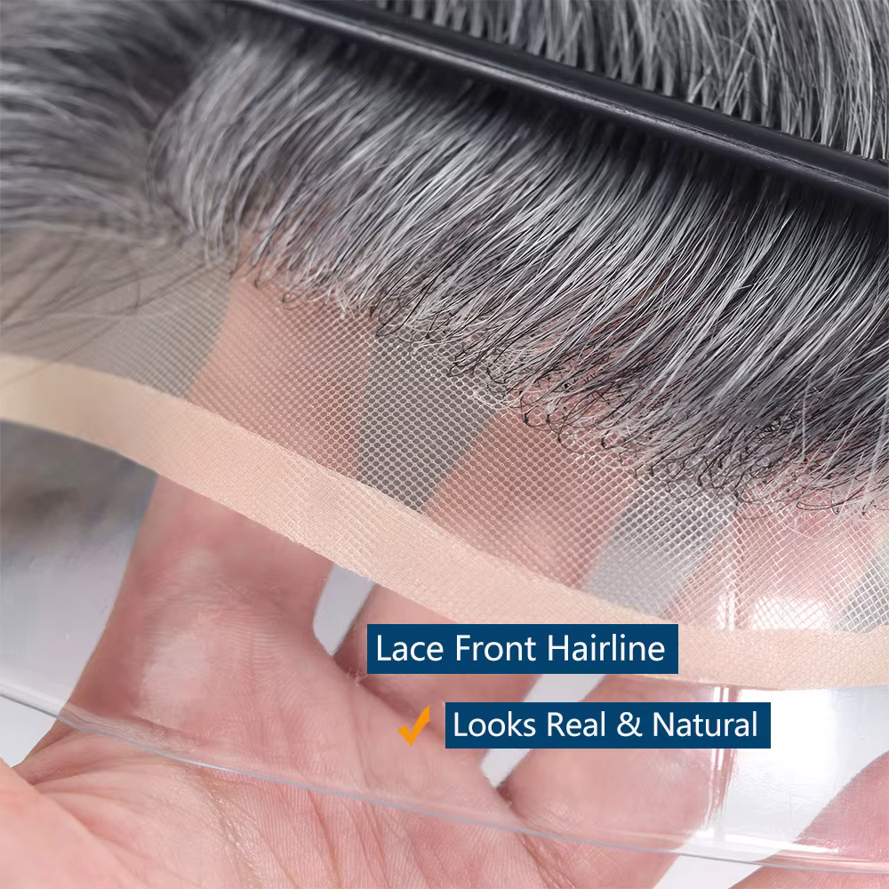 Toupet gris de 12 pouces pour hommes