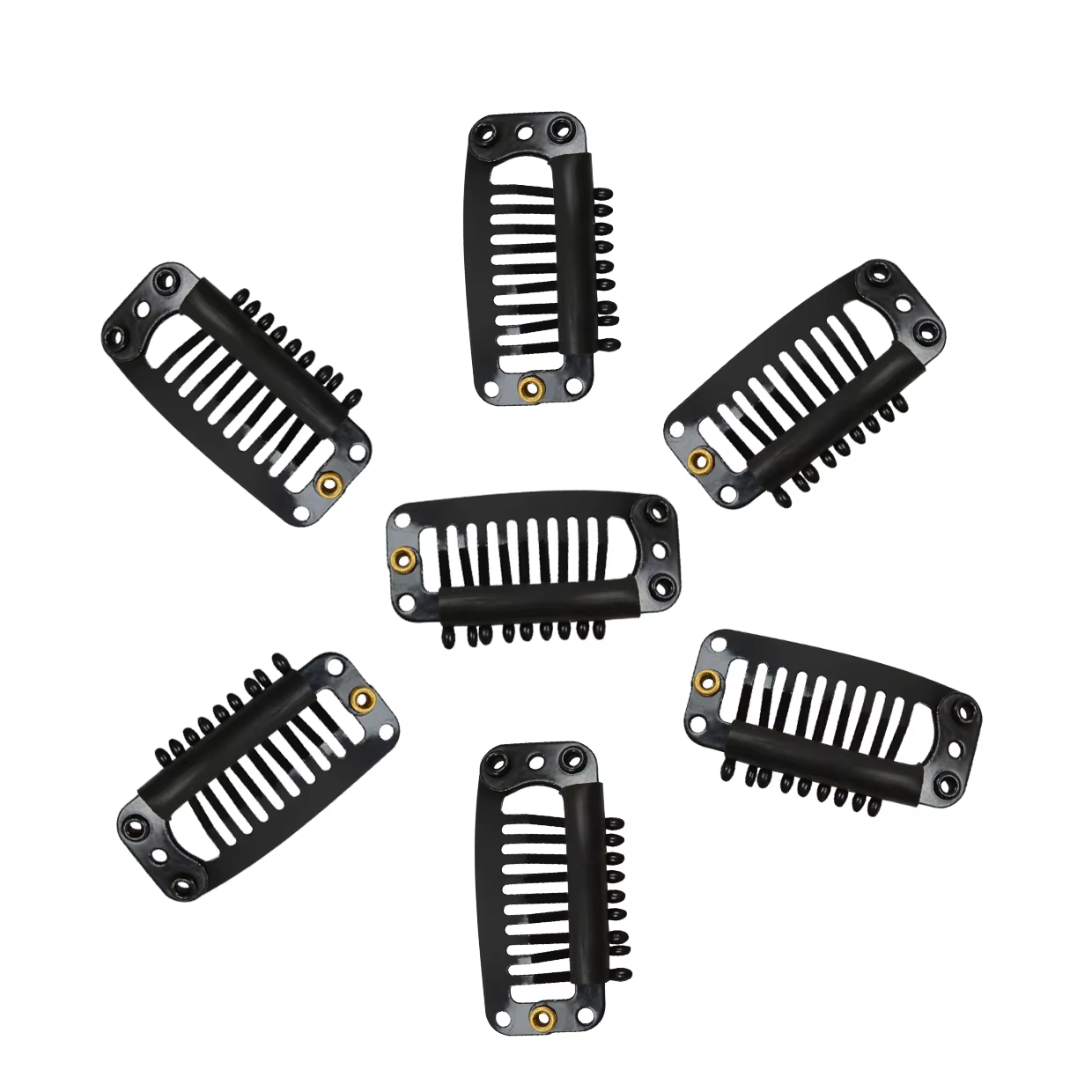 12 clips de perruque en U de 32 mm avec silicone au dos