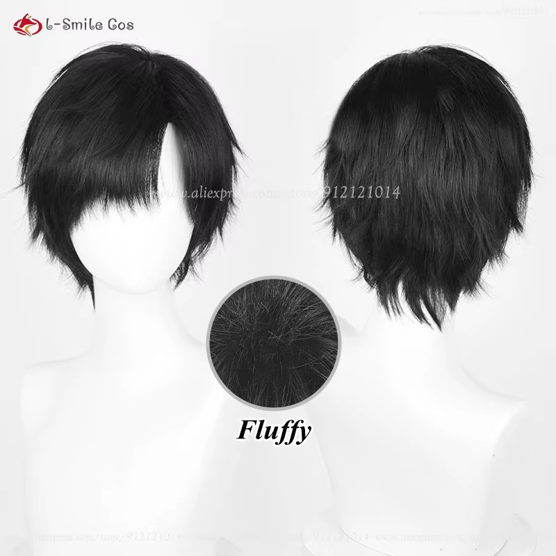 2 Styles Anime Ivan Cosplay perruque hommes 30 cm court noir Ivan Cosplay cheveux résistant à la chaleur cheveux synthétiques en STOCK + bonnet de perruque gratuit