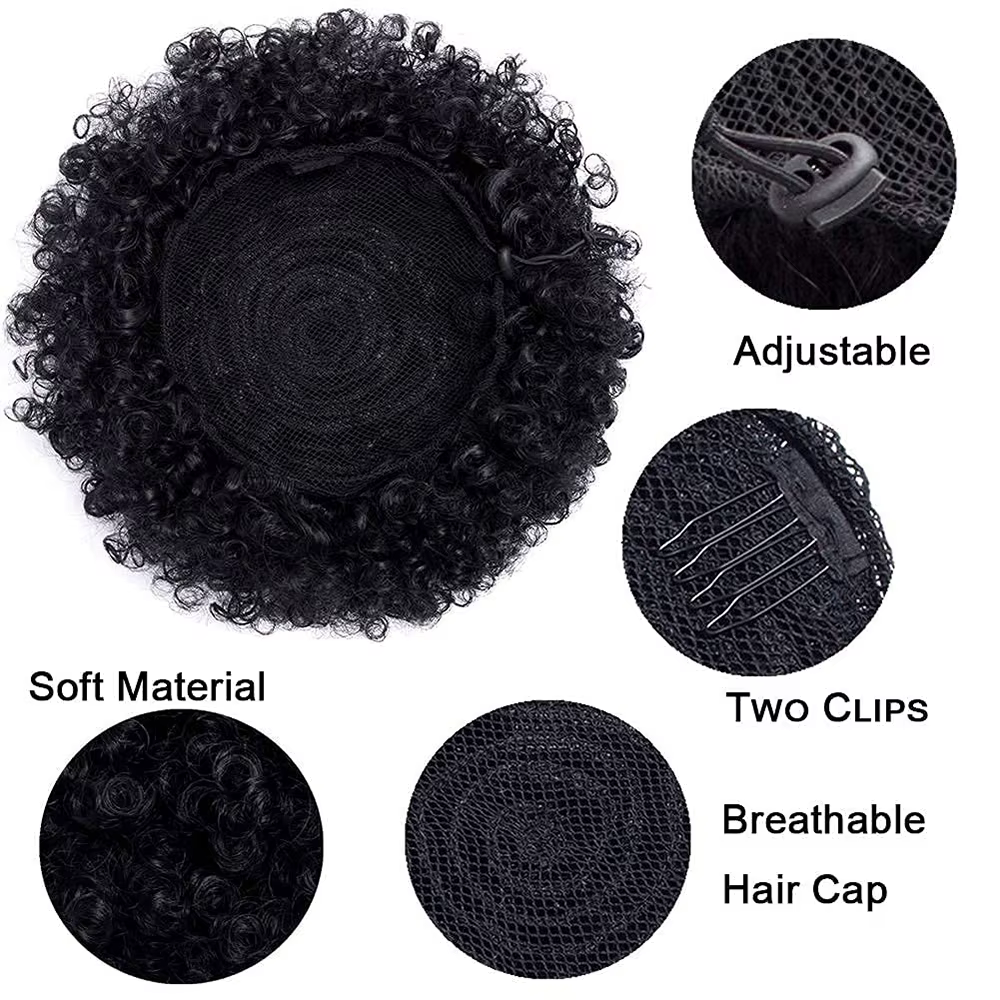 Synthétique grande Afro bouffée cordon queue de cheval crépus bouclés chignon postiche afro-américaine pince dans les Extensions Updo pour les femmes noires