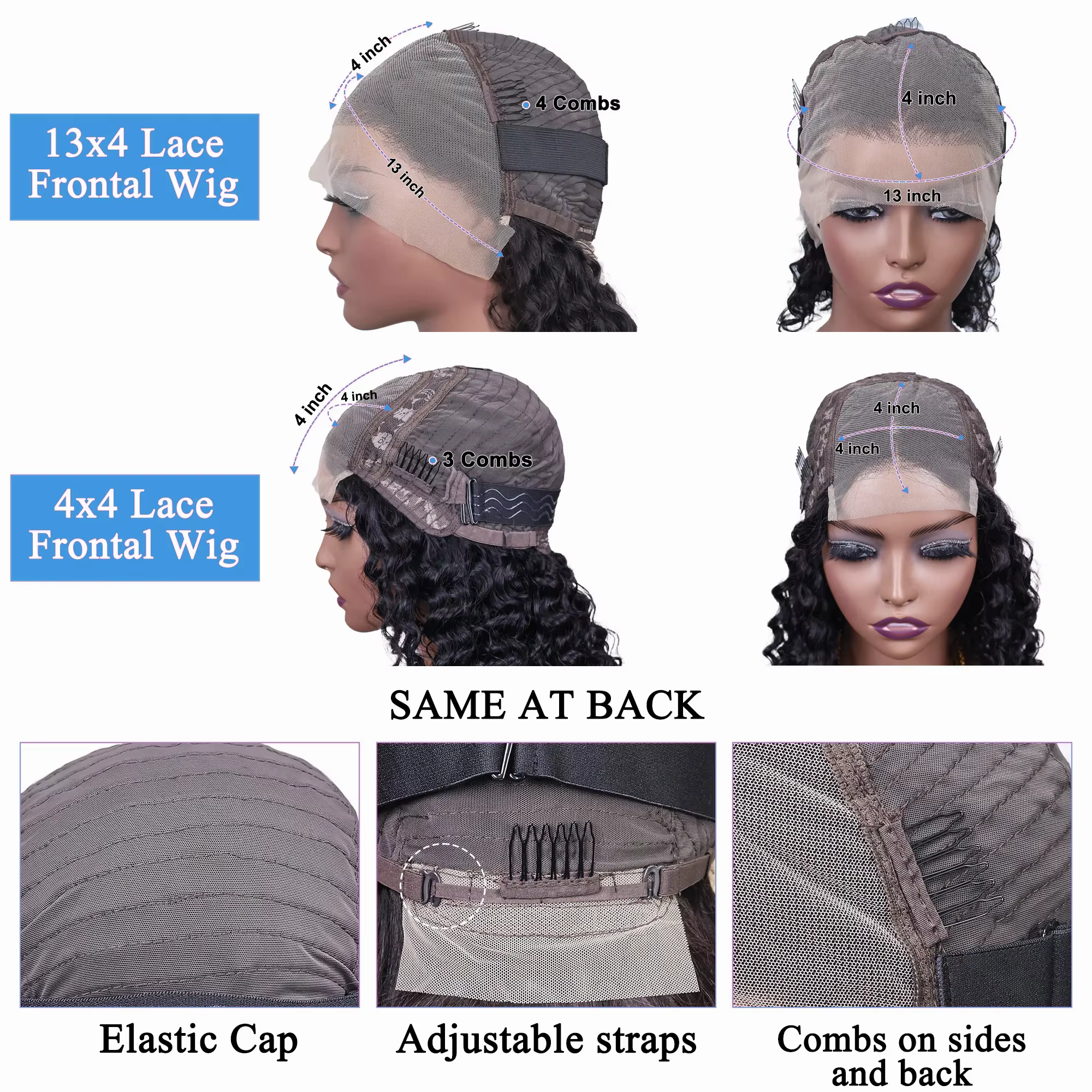 Perruques Courtes Bob Bouclées Brésiliennes 13x4 HD Lace Frontal