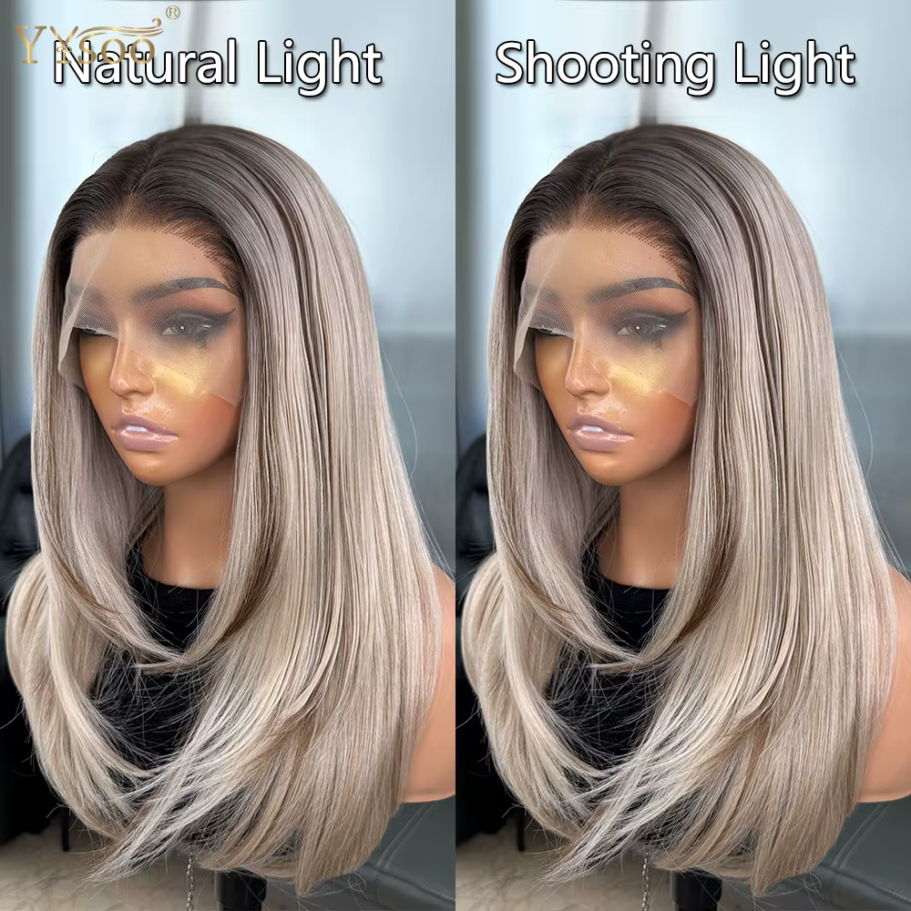 Perruque Lace Front Wig synthétique ondulée avec reflets ombrés