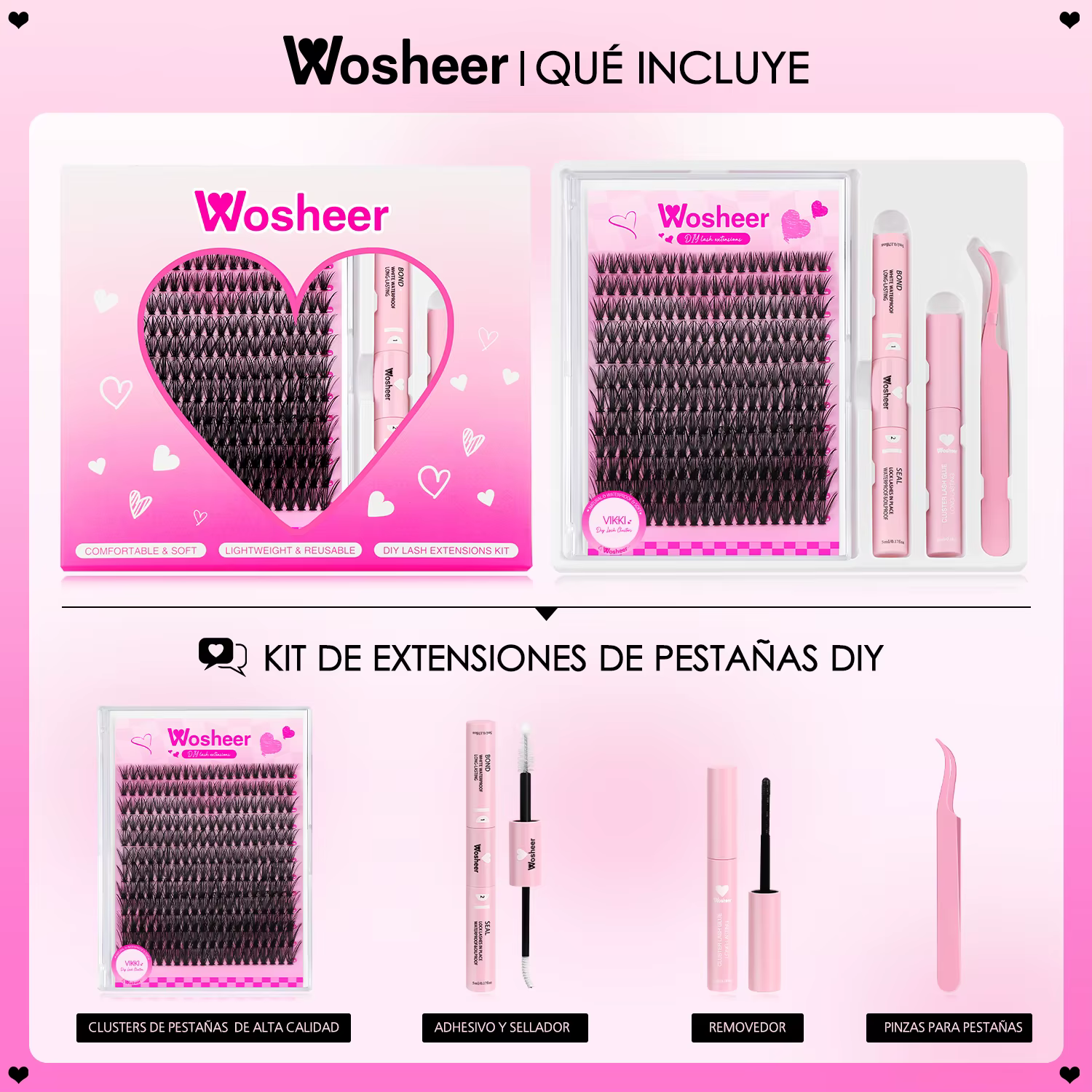 WOSHEER Kit d'extension de cils bricolage grappes Kit