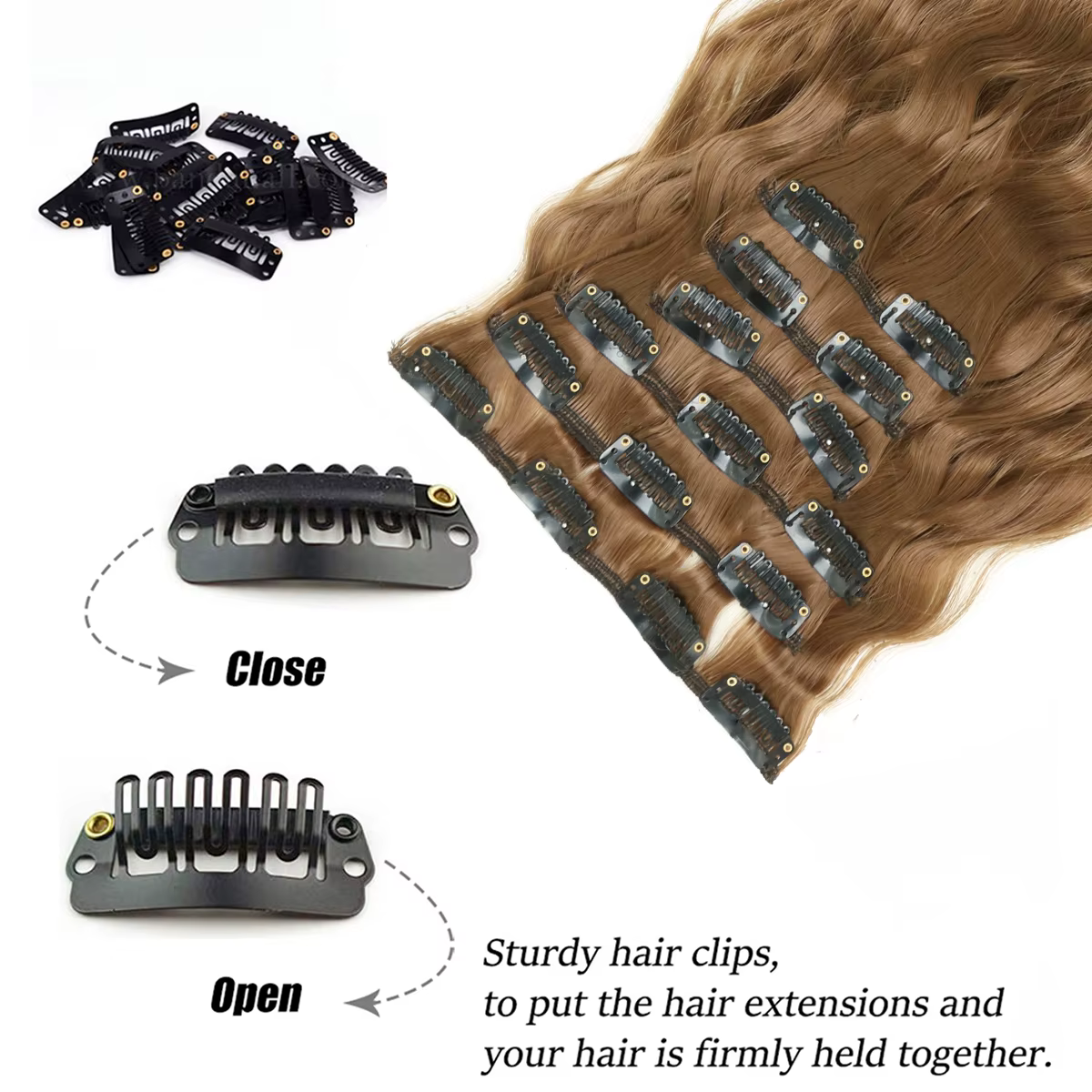 Extensions de cheveux synthétiques bouclés pour femmes et filles, postiche longue à clipser, style maïs ondulé, 16clips en 6 pièces, 22 po, 03/Party