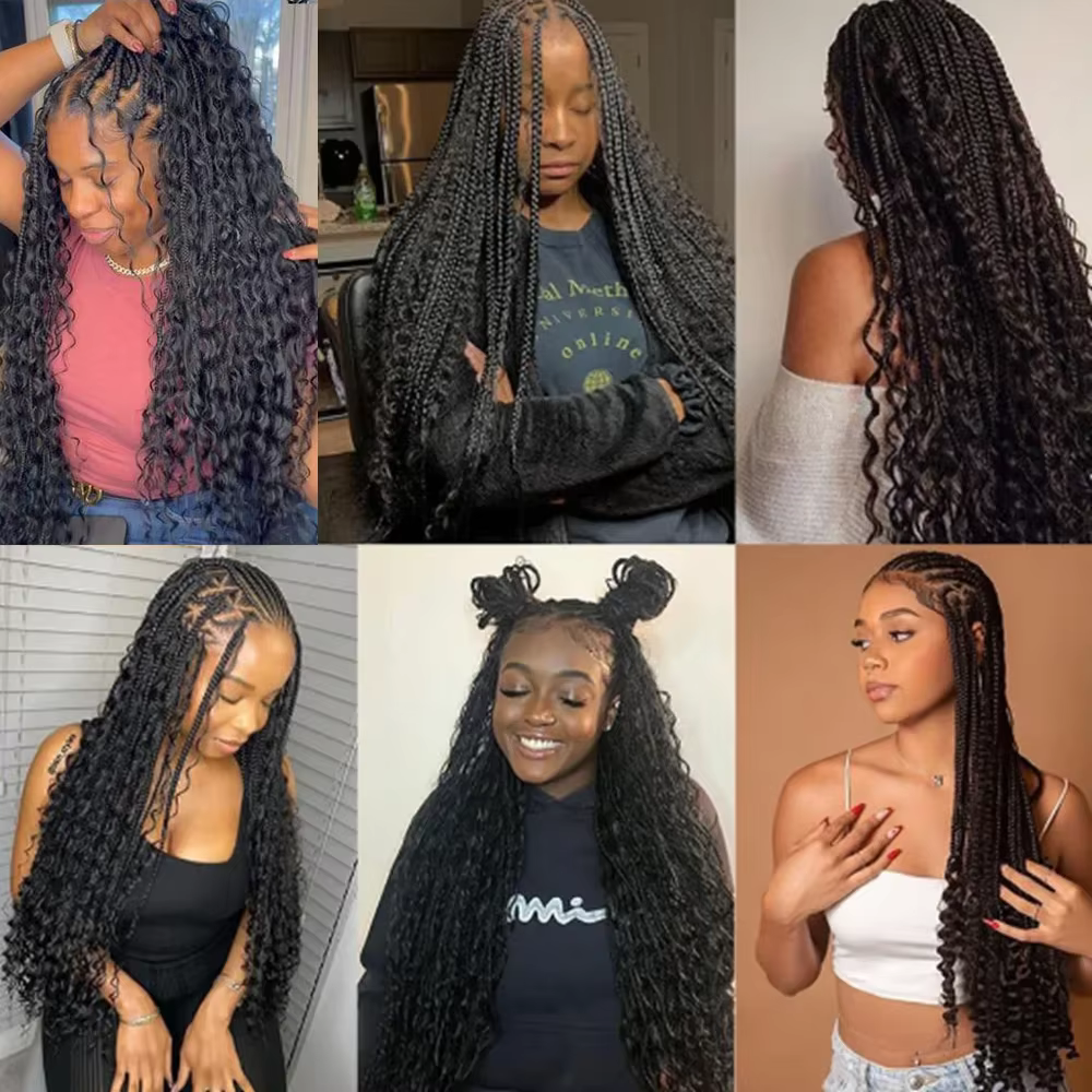 Boho tresses cheveux humains bouclés cheveux paquets en vrac pour tressage vague profonde 2 paquets 100g sans trame cheveux humains paquets Extension de cheveux