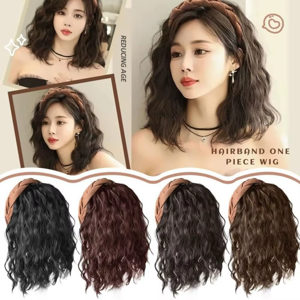 Mignon Long ondulé bouclés bandeau en forme de U naturel perruque pince Extension de cheveux fausse demi