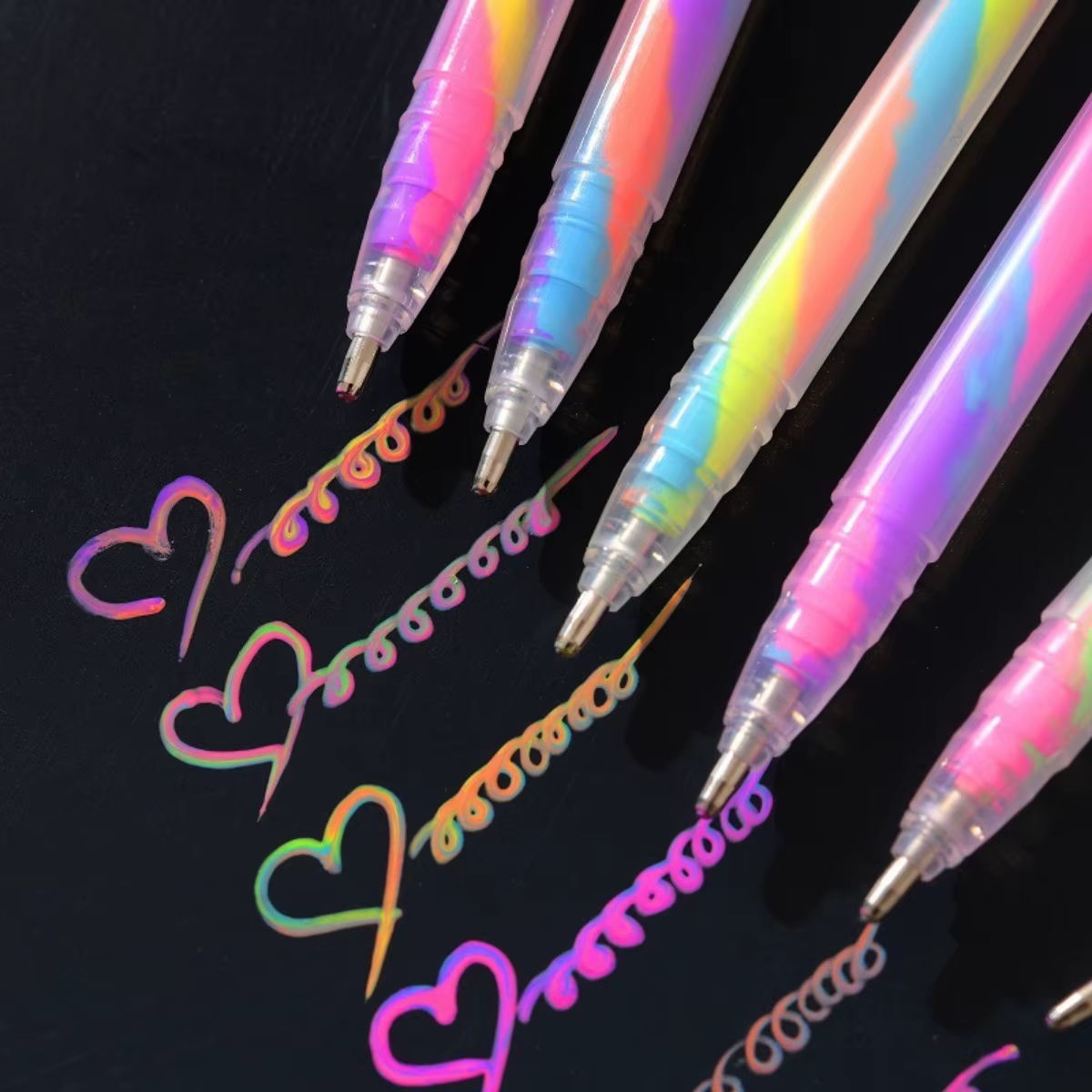 Ensemble de stylos surligneurs en Gel à paillettes, 6 pièces, couleurs vives de 1.2mm, écriture fluide, parfait pour les journaux, l'artisanat de bricolage, les cartes de vœux,
