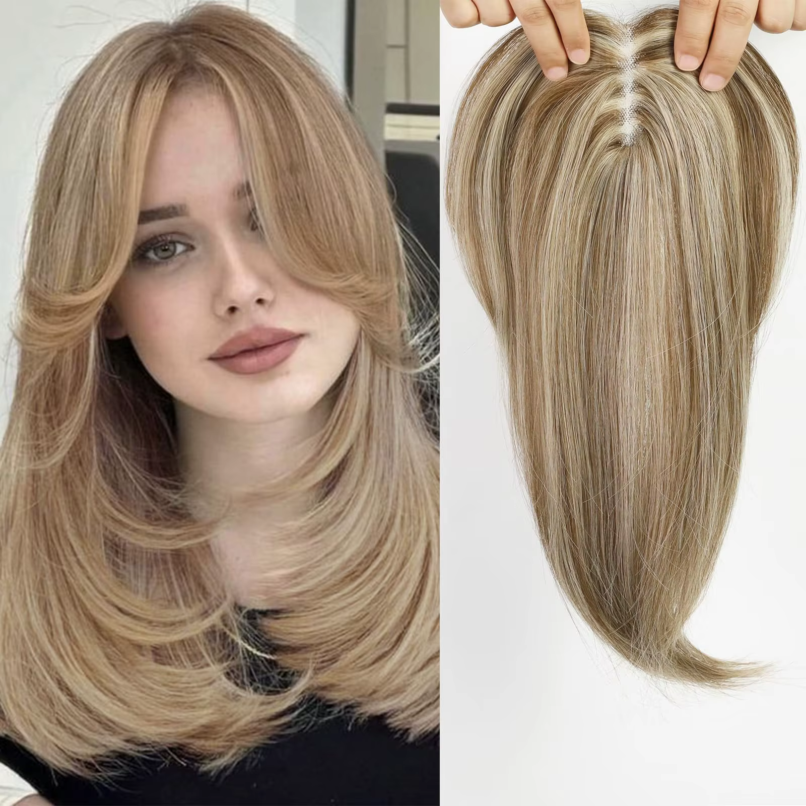 Postiche pour femmes, cheveux humains