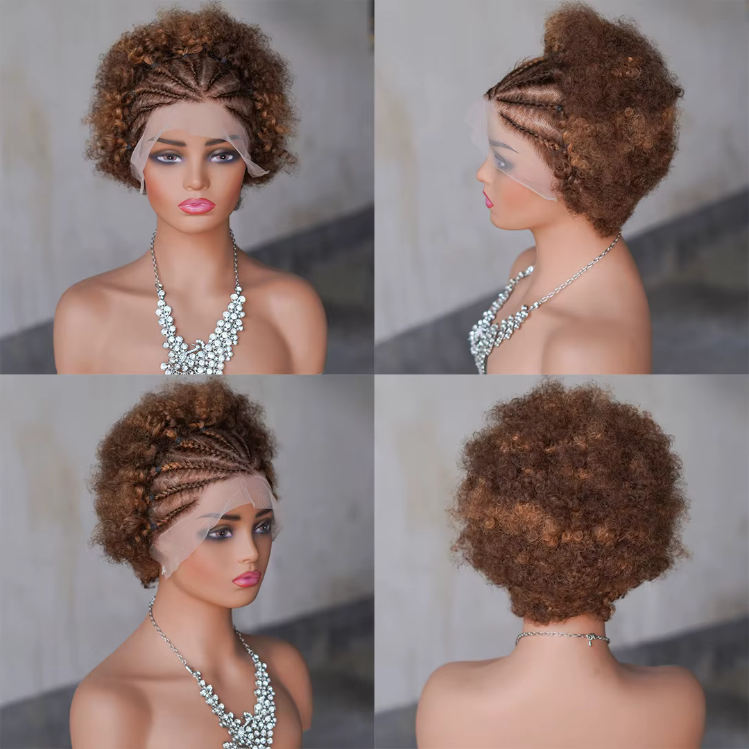 Perruques afro bouclées avec tresses pour femmes