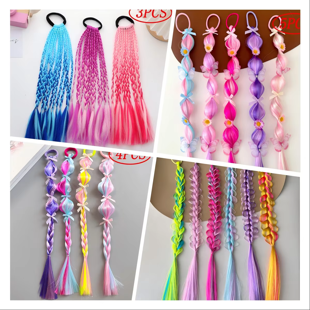 Extensions de cheveux tressés colorés avec pinces