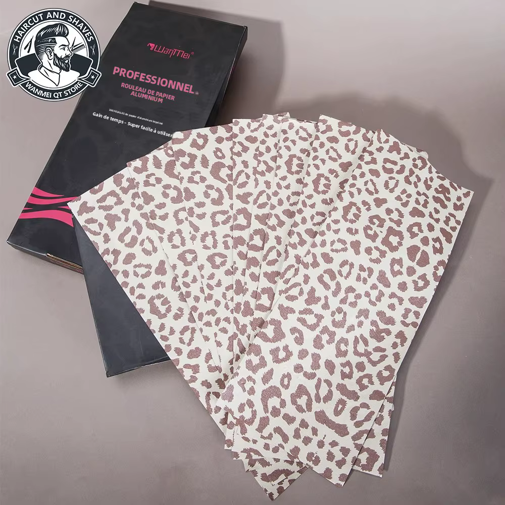 Rouleau de feuille de cheveux professionnelle imprimé léopard