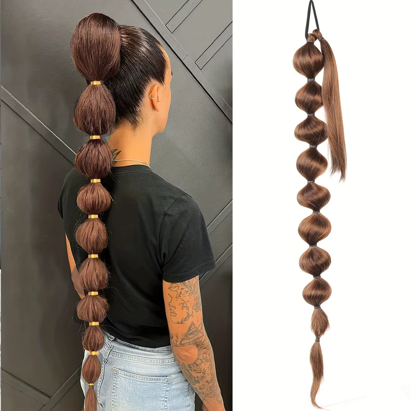 Extensions de cheveux synthétiques queue de cheval moelleuse africaine-tresse longue étendue