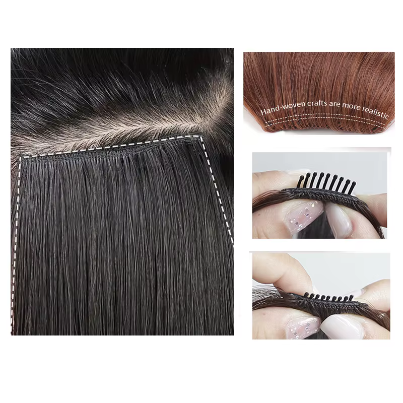 Extension capillaire synthétique courte et lisse, 10cm, doublure de cheveux Invisible, couverture latérale supérieure, postiche pour femmes