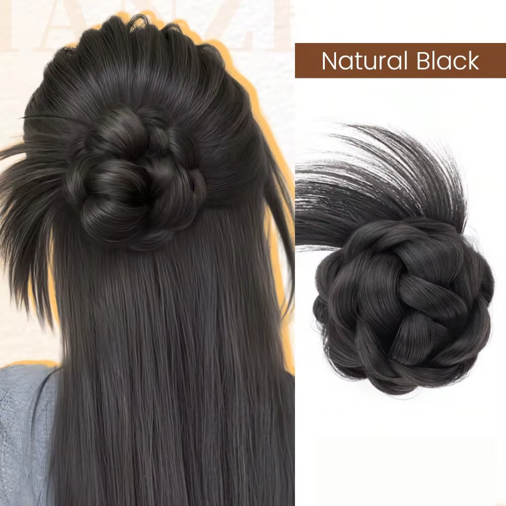 Nouveau cheveux synthétiques chignon griffe pince moelleux naturel noir