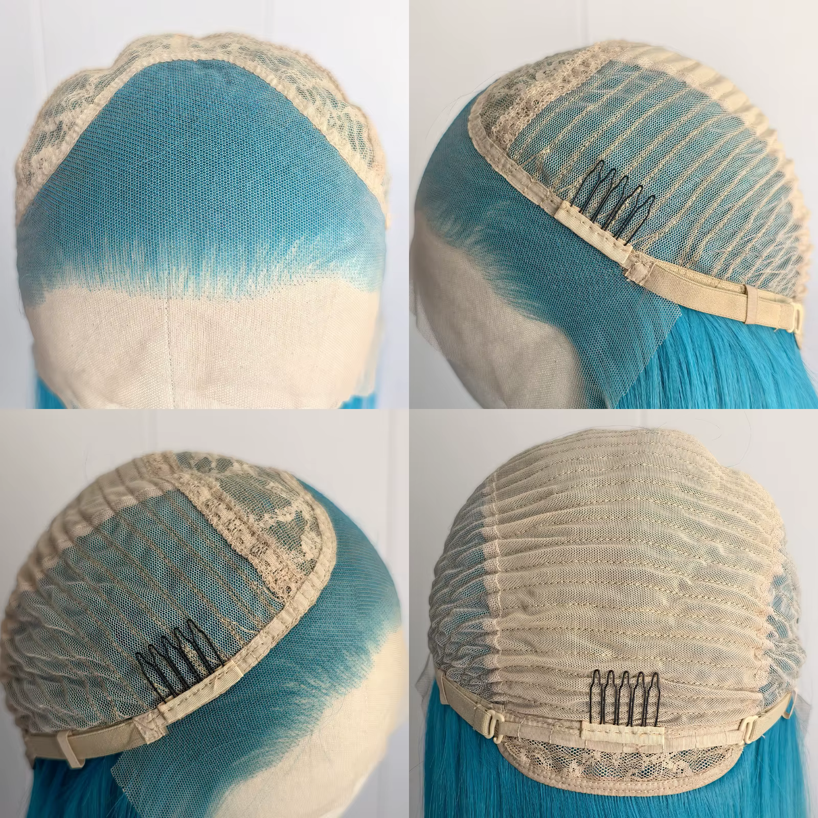 Perruque bleu turquoise vif 13x4
