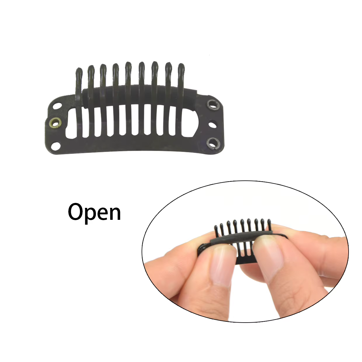 12 clips de perruque en U de 32 mm avec silicone au dos