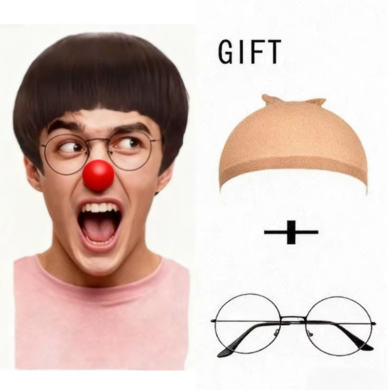 Perruque de cosplay courte marron pour hommes